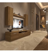 Decoraktiv Trio 5D Mdf Tv Ünitesi Tv Sehpası - Naturel Pera (PERA MODA)