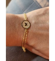 925 Ayar Gümüş  Gold Kelebek Bileklik