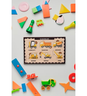 İş Makinalarım Puzzle Ahşap Bul Tak Yapboz