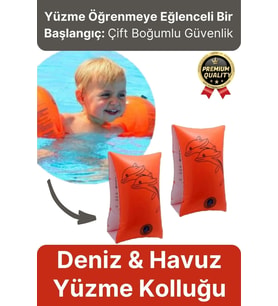 Başlangıç Seviye Çift Boğumlu Baskılı 3-6 Yaş Çocuk Deniz Havuz Yüzme Öğrenme Şişme Kolluğu Turuncu