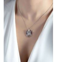 Kişiselletişirilebilir Gümüş Kelebek Kolye (Rodyum)