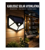 Mey İthalat® Güneş Enerjili Bahçe Aydınlatma Lambası Solar 100 Led Lamba