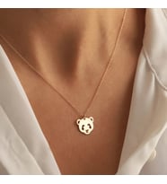 Kişiye Özel 925 Ayar Gümüş Minimal Panda Figürlü Kolye (Gold)