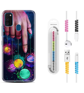 Samsung M21 M22 M23 M30 M31S M32 Kılıf Kablo Koruma Spiral Silikon Finger planet 1740