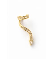 Yılan Tasarım Dizi Baget Zirkon Taşlı Kıkırdaklı Earcuff Küpe Gold
