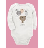 Organik Baskılı Pamuklu Unisex Bebek Body UZUNKOLE32