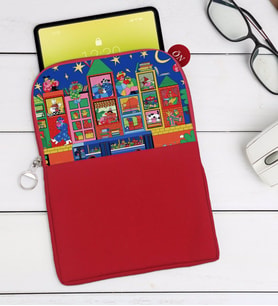 BK Gift Modern Soyut Tasarımlı Taşınabilir Koruyucu Tablet Kılıfı & Organizer Çanta - Kırmızı-10