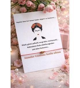 5 Adet Kahlo Konsept Kuşe Kartlı Gold Kalp Bileklik - Anneler Günü Hediyesi -  Jelatinli