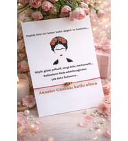 5 Adet Kahlo Konsept Kuşe Kartlı Gold Kalp Bileklik - Anneler Günü Hediyesi -  Jelatinli