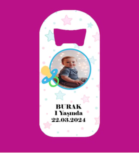 Kişiye Özel Erkek Bebek Emzikli Resimli Gökyüzü Magnet Açacak
