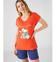 Meyve Baskılı İkili Pijama Takım (Turuncu)