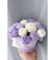 El Yapımı Buket Mum (Lila - Mor)