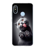 PrintiFy Xiaomi Mi A2 ile Uyumlu 1mm Slim Fit Kedi 2 050c Baskılı Şeffaf  Kılıf