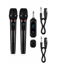 Jrl Wn-09 Siyah Profesyonel 2'si 1 Kablolu & Kablosuz Mikrofon Seti - UHF Çiftli Şarjlı Telsiz Mikro