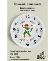 İsme Özel Gözlüklü Kaykaylı Maymun Çocuk Odası Duvar Saati Orta Boy 30 cm Beyaz Camlı Sessiz