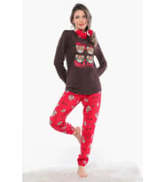 Ayıcık Desenli Uzun Kollu Kadın Pijama Takımı