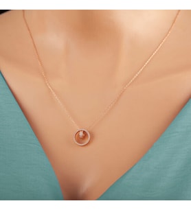 Rose İç İçe Zirkon Taşlı 925 Ayar Gümüş Kadın Kolye