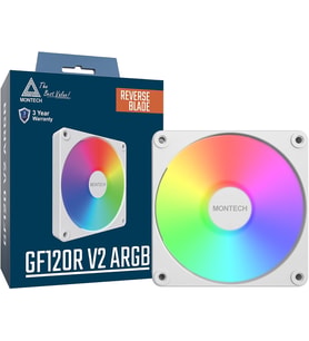 GF120R V2 ARGB 120mm Kasa Fanı - Şık ve Minimalist Tasarım, Yüksek Hava Akışı, Hidrolik Rulman, Sessiz Performans, Canlı ARGB Aydınlatma, Ters Bıçak, Beyaz
