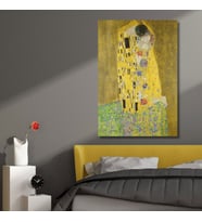 Tekli Dikey Kanvas Duvar Tablosu Gustav Klimt Öpücük The Kiss