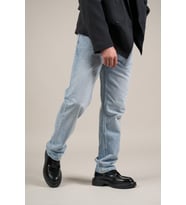 Pamuklu Taş Yıkama Yarım Baggy (Geniş Paça) Buz Mavisi Jean Pantolon