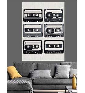 Kaset Çalar Retro Bantlar Dekoratif Kanvas - Mdf Ahşap Tablo