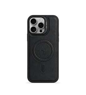 iPhone 16 Pro Max GripStand MagSafe Deri Kılıf Siyah