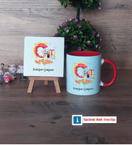 Grafiker Dekoratif Taş, Kupa Bardak Kırmızı Hediye (Model 1)