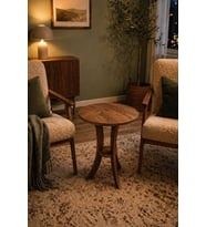 Ceviz Yan Sehpa 50 cm Çap 60 cm Yükseklik MDF Ayak