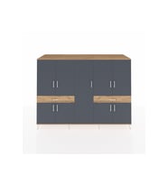 Kronos Dolap 12 Raflı 2 Çekmeceli 8 Kapaklı 220x59x163 Çam-Antrasit/Çam