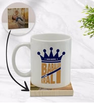 BK Gift Kişiye Özel Babaların En Kralı Tasarımlı Beyaz Kupa Bardak ve Ahşap Bardak Altlığı Hediye Seti - Model 2