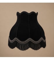 Siyah Kadife Kaplı El Yapımı Abajur Şapkası 30x27cm