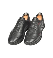 DeepSEA Erkek  Desenli Bağcıklı Yüksek Taban Deri Spor Ayakkabı Casual Sneaker 2509994 (Siyah)