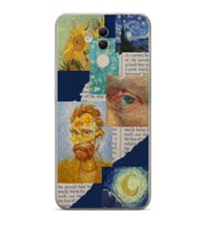 Huawei Mate 20 Lite Uyumlu Vincent van Gogh Kolaj Desenli Şeffaf Telefon Kılıfı