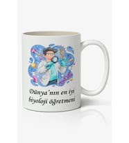 Dünya'nın En İyi Biyoloji Öğretmeni Tasarımlı Kupa Bardak - Öğretmenler Günü Hediyesi Erkek (Beyaz)