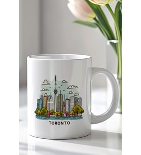 Kanada Toronto Temalı 330ml Baskılı Beyaz Seramik Kupa Bardak
