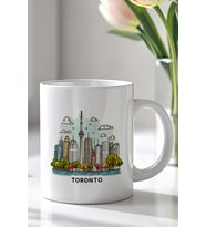 Kanada Toronto Temalı 330ml Baskılı Beyaz Seramik Kupa Bardak