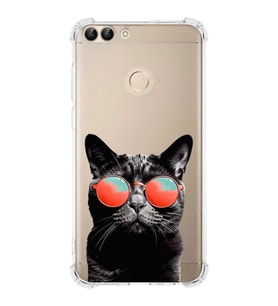 PrintiFy Huawei P Smart Uyumlu Kedi 3 Baskılı Şeffaf Köşe Korumalı Antişok Kılıf