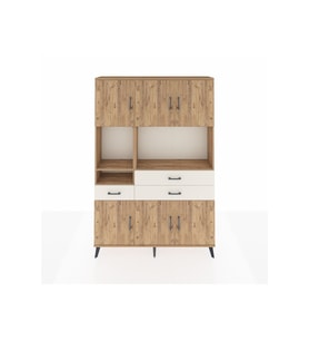 Arges Dolap 9 Raflı 3 Çekmeceli 6 Kapaklı 132x30x195 Çam-Çam/Aytaşı