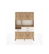 Arges Dolap 9 Raflı 3 Çekmeceli 6 Kapaklı 132x30x195 Çam-Çam/Aytaşı