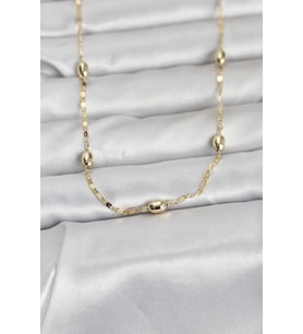 CM 14K Gold Renk Damla Topçuklu Zincir Model 60 cm Kadın Kolye - TJ-BKO10977