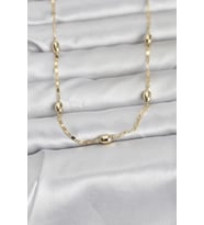 CM 14K Gold Renk Damla Topçuklu Zincir Model 60 cm Kadın Kolye - TJ-BKO10977