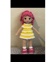 Amigurumi Pembe Saçlı Bebek Organik Oyuncak