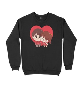 Aşk Öpücüğü Siyah Sweatshirt