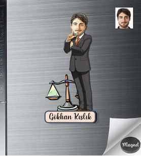 Kişiye Özel Avukat Erkek Ahşap Magnet -2