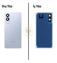 Samsung Galaxy S25 Edge Buz Mavisi Renk Lensli Arka Kapak Arka Cam Batarya Kapağı Pil Kapağı Lazer Kesim Back Cover Galaxy S25 Edge Uyumlu