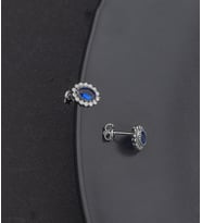 925 Ayar Gümüş Oval Safir Model Küpe