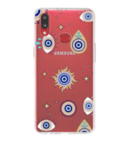 PrintiFy Samsung Galaxy A10s ile Uyumlu 1mm Slim Fit Nazar Boncuğu 5 Baskılı Şeffaf  Kılıf