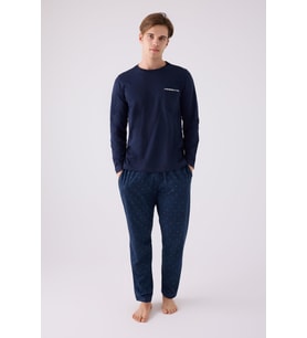 Arnetta 3146 Erkek Mornig Vibes Lacivert Uzun Kol Pijama Takım