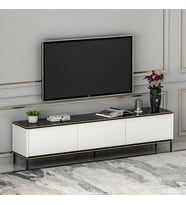 TV Sehpası Kozan Beyaz Siyah Mermer Desen 180 cm