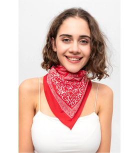 Kırmızı Beyaz Patchwork Paisley Desenli Bandana